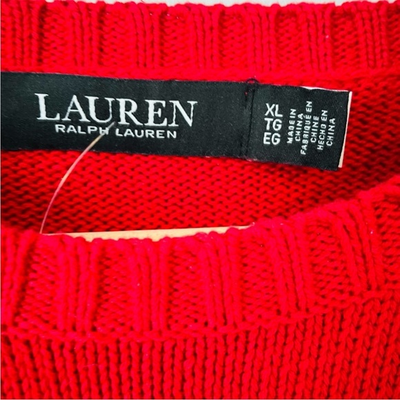 Ralph Lauren Intarsia Red Crest Crew Neck Sweater RARE - Picture 5 of 8